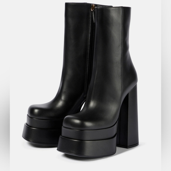 Versace - Intrico leather platform ankle boots - Picture 6 of 16